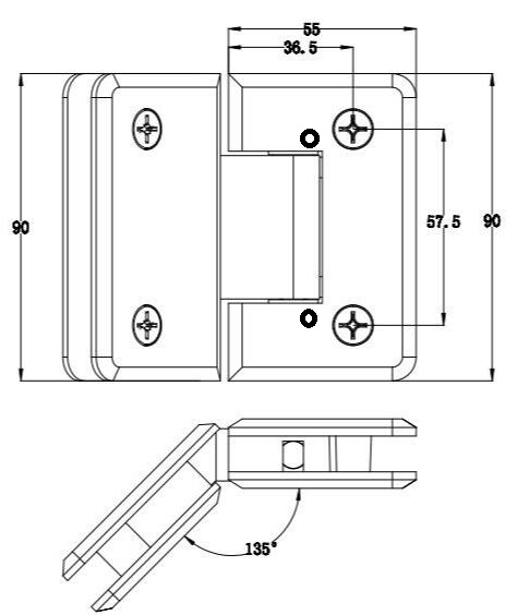 135 DEGREE  GLASS DOOR HINGE